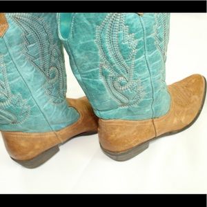 Brown/Teal Cowgirl Boots